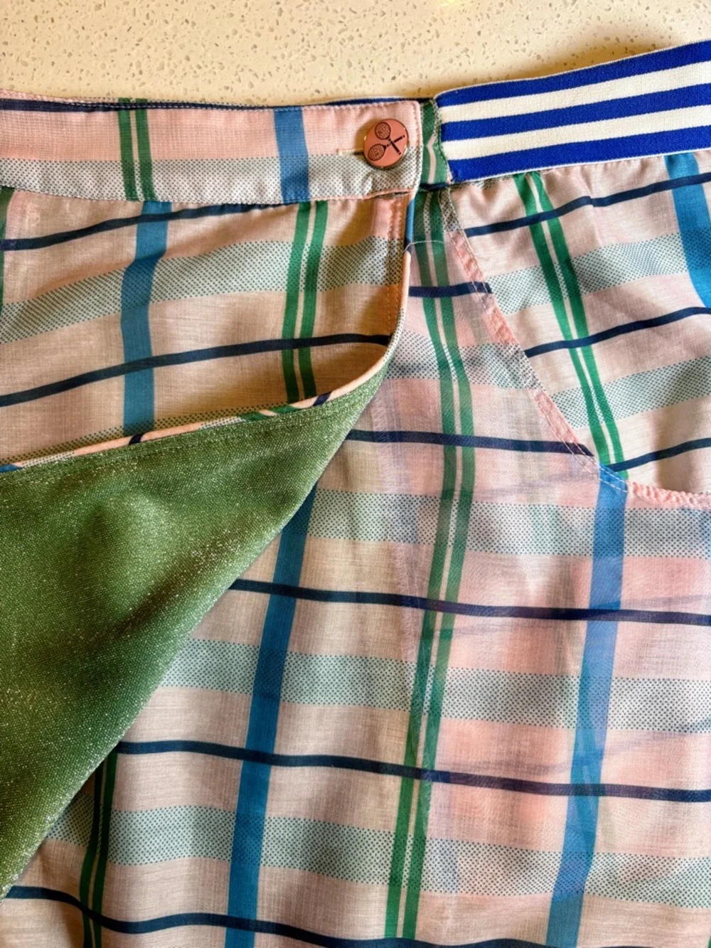 Buru Pink and Green Metallic Reversible Tennis Skirt Size Large - Picture 6 of 7